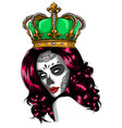 skull girl with a crown vector image