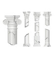 broken pillars authentic columns classical vector image