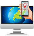 map and location on electronic devices vector image