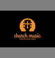 simple sunset with guitar and christian cross vector image vector image