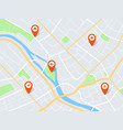 city map with pins town roads and residential vector image vector image