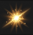 glowing starburst with sparkles and rays golden vector image vector image