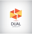 dual concept logo origami 2 parts icon vector image