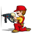 handyman drilling red vector image vector image
