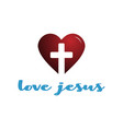 modern love heart christian cross religion icon vector image