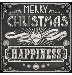 vintage merry christmas text on a blackboard vector image