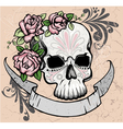 skull with roses vector image vector image
