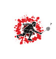 badminton player action cartoon graphic vector image