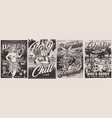 beach party set monochrome flyers vector image vector image
