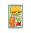 lunchbox with food for lunch - sandwich vector image vector image