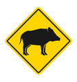 wild animals yellow rhombus road sign silhouette vector image vector image