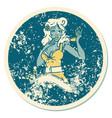 distressed sticker tattoo style icon a pinup vector image vector image
