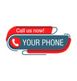 call us now - red rounded button for phone number vector image vector image