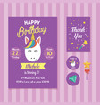 unicorn birthday invitation template vector image