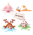 set sleep animals - pig duck deer cow vector image