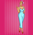 blonde overweight woman on pink striped vector image vector image
