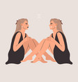 two girls sitting opposite each other as a symbol vector image vector image