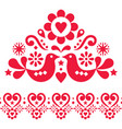 valentines day folk art design set vector image