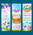 easter paschal cake eggs flowers banners vector image vector image