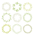 hand drawn green floral wreaths vector image