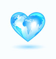 heart with the world map vector image vector image
