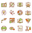 graphic design studio color linear icons set vector image