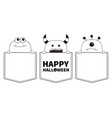 happy halloween black line contour monster vector image