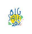big sale 20 percent off logo template special vector image