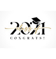 class 2021 with graduation cap and black callig vector image vector image