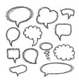 set of hand-drawn speech and thought bubbles vector image
