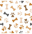 dog seamless pattern theme bone paw foot print vector image vector image