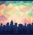 low poly colorful sky over cityline urban building vector image