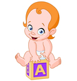 baby on alphabet cube vector image