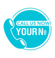 call us now web button with flat headset vector image vector image
