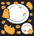cute ghosts with circle background halloween vector image vector image
