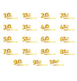isolated golden color numbers icons collection vector image