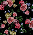 seamless floral pattern with red purple and pink vector image vector image