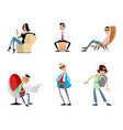 six funny trendy characters vector image vector image