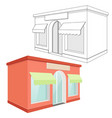 store front red 3d building and outline drawing vector image