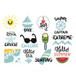 set of 12 summer inscription with hand lettering i vector image