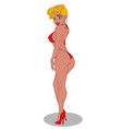 sexy blonde model girl in a red bathing vector image