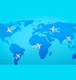 modern aircraft flying above world map top vector image