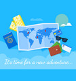flat baner its time for a adventure lettering vector image vector image