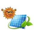 Solar panel with cartoon sun Royalty Free Vector Image