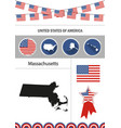 map of massachusetts set flat design icons vector image