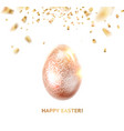 easter egg with curves of ribbon confetti happy vector image