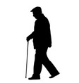 old man silhouette with stick vector image