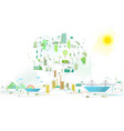 staggered lines quality city 6 big tree with city vector image vector image