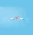 white paper airplanes flying heart drawing vector image vector image