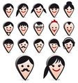 3d avatar heads faces icon set vector image